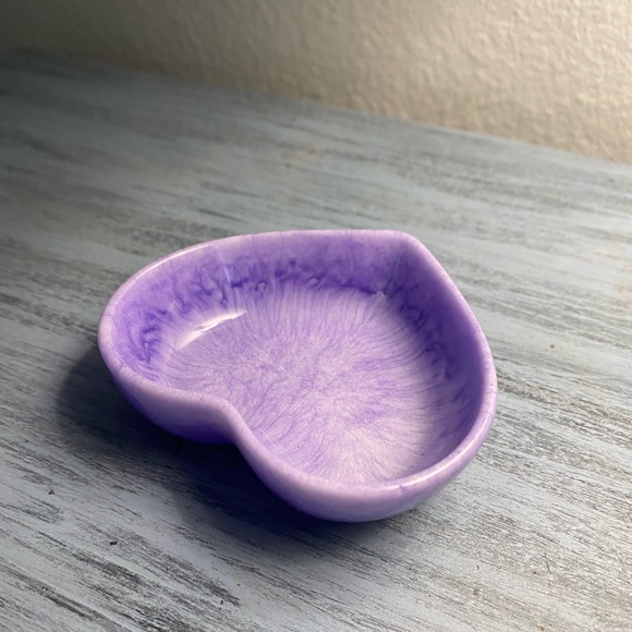 Purple and White Heart Tray - Handmade Jewelry Dish - Picture 5 of 9